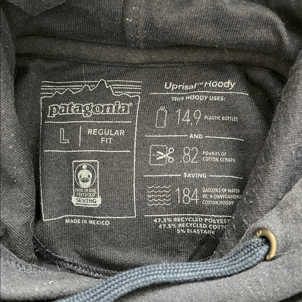 Patagonia Navy Blue Hoodie with Mountain Graphic - Picture 2 of 2